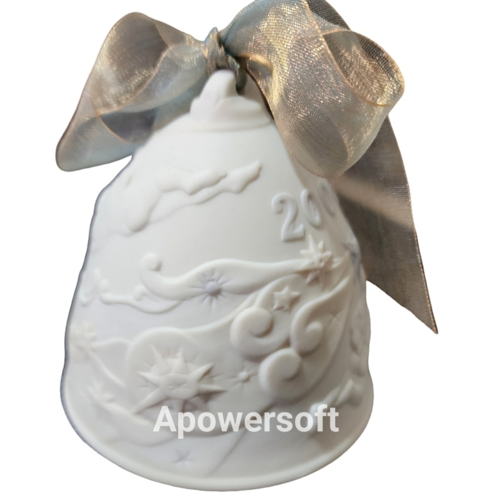 2006 Lladro White Ceramic Bell with Ribbon - Picture 2 of 3